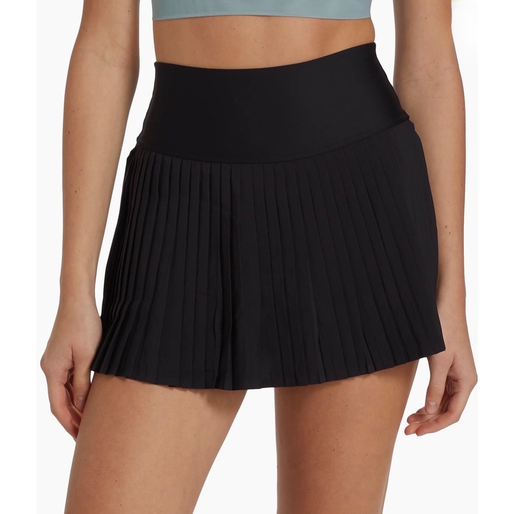 Alo Yoga Grand Slam Tennis Skirt Womens Size S Black Pleated Pickleball Sporty